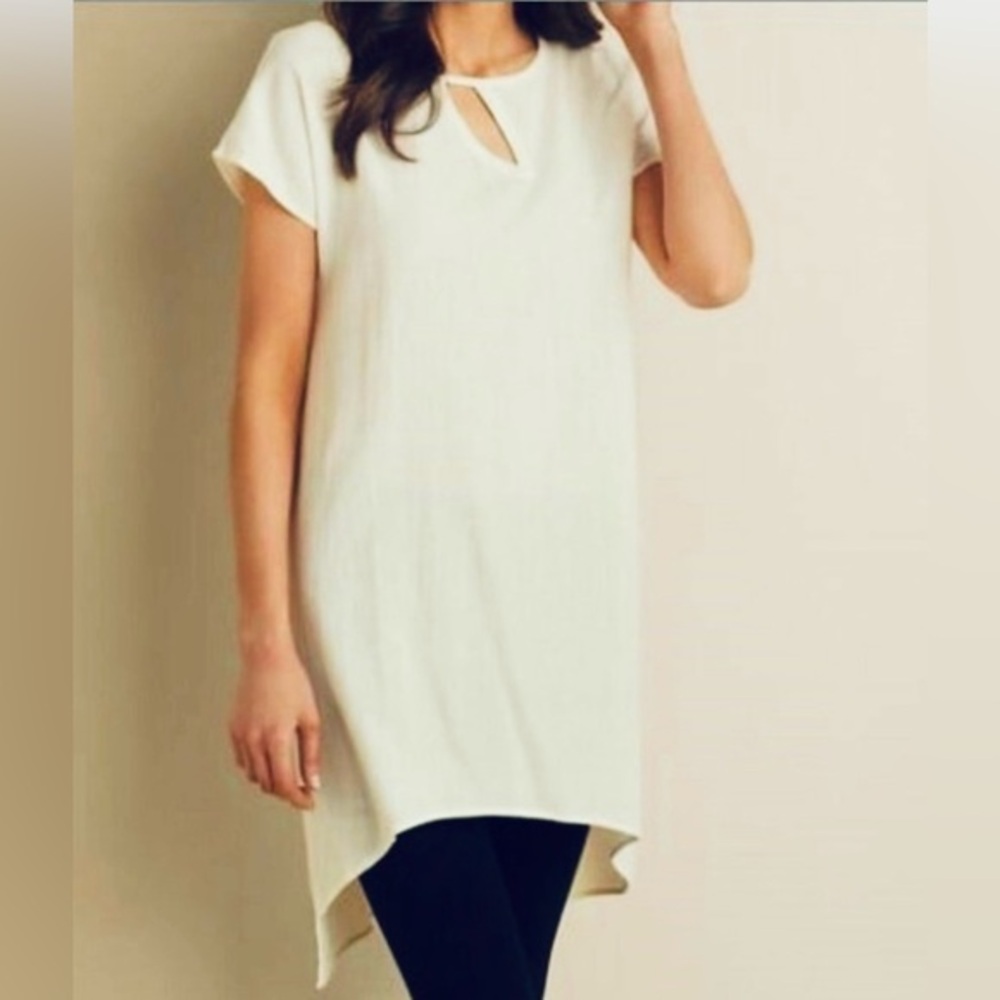 Soft Surroundings Cotton Asymmetrical Off-White Lightweight Tunic, Size XS